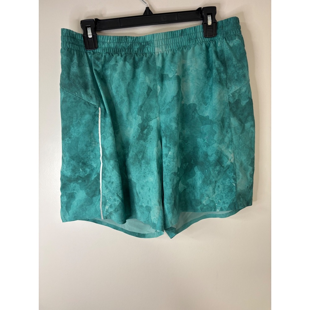 VRST Mens L Running Shorts‎ Green Abstract Athletic Lightweight